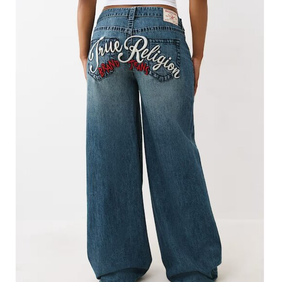 TRUE RELIGION JESSIE EMBROIDERED SUPER BAGGY JEAN SZ 27 BNWT - Picture 5 of 5